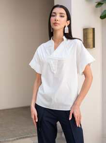 MOTF PREMIUM Top ribete fruncido - Blanco - Ver 1