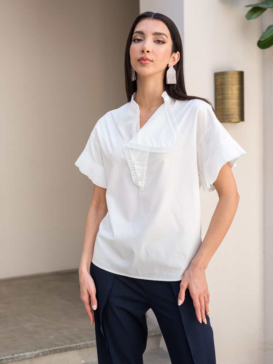 MOTF PREMIUM Top ribete fruncido - Blanco - Ver 1