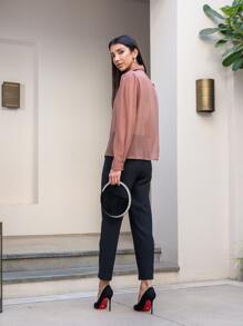 MOTF PREMIUM PUFF SLEEVE SEE-THROUGH BLOUSE - Dusty Pink - View 2