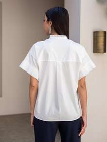 MOTF PREMIUM Top ribete fruncido - Blanco - Ver 2