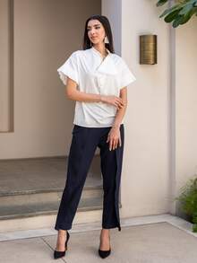 MOTF PREMIUM Top ribete fruncido - Blanco - Ver 4