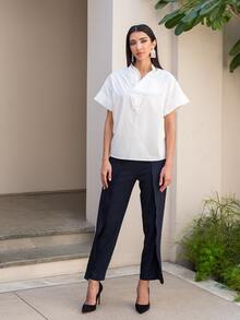 MOTF PREMIUM Top ribete fruncido - Blanco - Ver 5