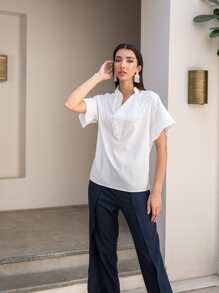 MOTF PREMIUM Top ribete fruncido - Blanco - Ver 9