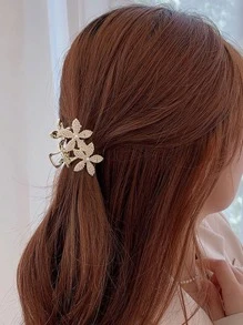Flower & Faux Pearl Decor Hair Claw Elegant