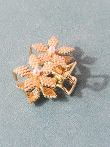 Flower & Faux Pearl Decor Hair Claw Elegant