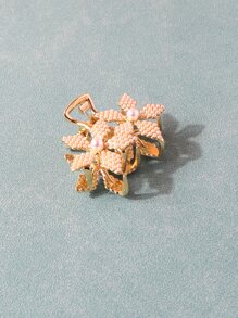 Flower & Faux Pearl Decor Hair Claw Elegant