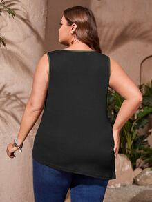 Mulvari Áo hai dây Plus Size Bất đối xứng Khối Màu Giải trí - Nhiều màu - Xem 2
