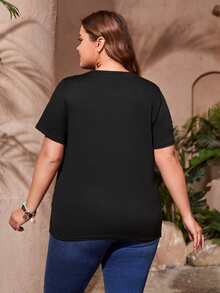 Mulvari Camiseta de leopardo en contraste - Negro - Ver 2