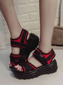 Classic Women's Sandals, Commuter & Beach Wear Hook And Loop Casual Shoes - Red - View 1