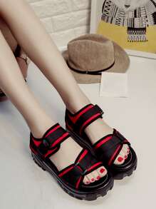 Classic Women's Sandals, Commuter & Beach Wear Hook And Loop Casual Shoes - Red - View 2