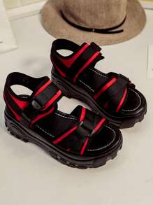 Classic Women's Sandals, Commuter & Beach Wear Hook And Loop Casual Shoes - Red - View 3