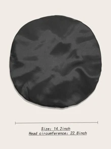 Awegeo 1pc Women's Solid Color Double-Layer Satin Sleep Cap, Adjustable Drawstring & Button, Fashionable Sleeping Hat, Daily Wear, Hair Protection & Styling - Black - View 9