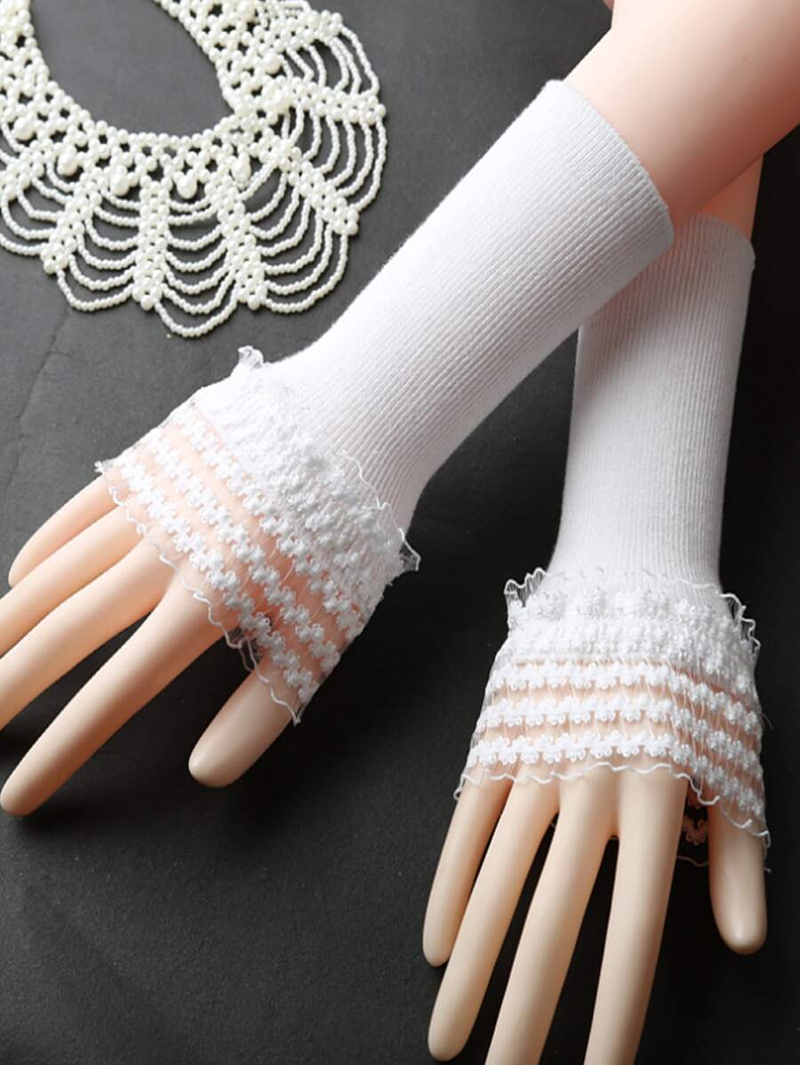 Contrast Mesh Sleeves False Cuff | SHEIN USA