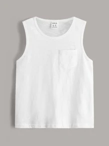 SHEIN Young Boy 3 Packs Patch Pocket Solid Tank Top Boys Tank Tops3 Pack Tops, School, Campus, College