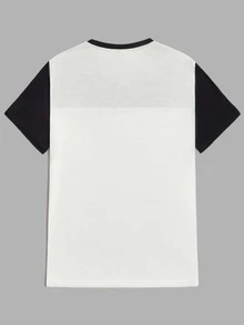 Manfinity 男士撞色口袋細節T恤 - 黑與白 - 查看 2