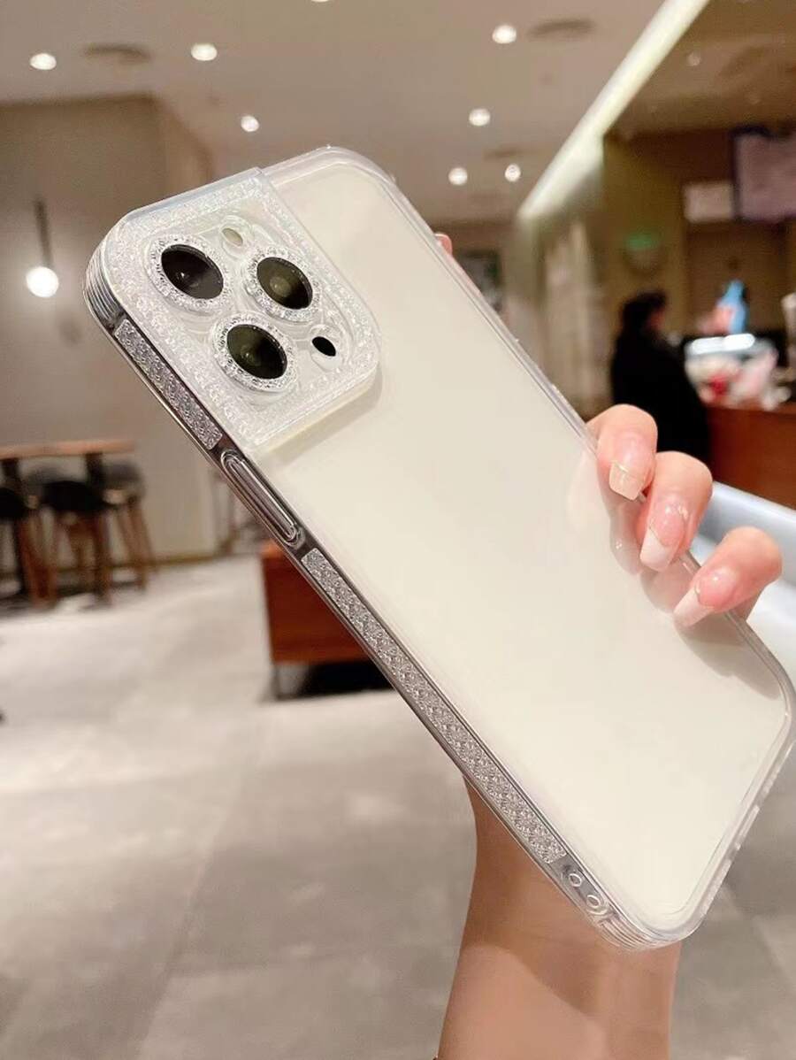 水鑽邊框拼接透明手機殼 - 無色 - 查看 1