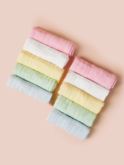 10 قطعة/عبوة من المناشف الصغيرة للأطفال المصنوعة من 100% قطن معتمدة من Oeko-Tex، مناسبة للأطفال الرضع من الذكور والإناث