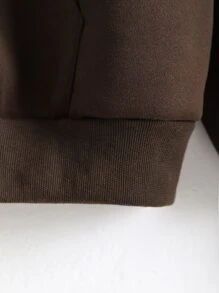 INAWLY 拉链落肩保暖内衬抽绳连帽衫，长袖上衣