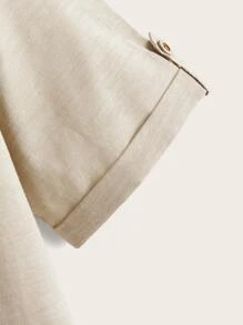 SHEIN 男孩捲邊袖素色襯衫