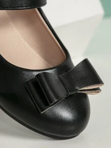 女孩蝴蝶結裝飾瑪麗珍平底鞋 - 黑色 - 查看 4