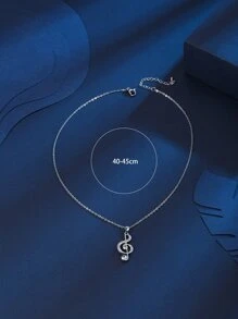 Rhinestone Musical Note Charm Necklace