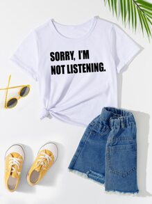 Niñas Camiseta con estampado de slogan - Blanco - Ver 1