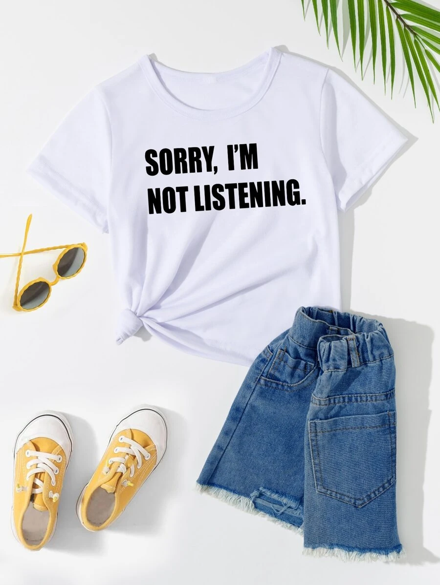 Niñas Camiseta con estampado de slogan - Blanco - Ver 1