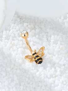 1pc Cute Bee Shaped Belly Button Ring With Cz Stone Decoration - Multicolor - View 1