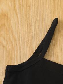 Bebé unicolor Top de tirantes & con estrella de malla Shorts con top - Negro - Ver 5