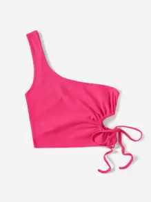 SHEIN EZwear Top mit einer Schulter frei, Ausschnitt, Tunnelzug