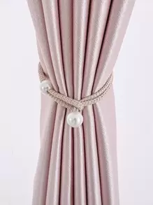 1pc Pearl Curtain Tieback, Drape Pearl Tieback, Decorative Holder, Ropes Curtain Tie Back For Window Drapery - Beige - View 1