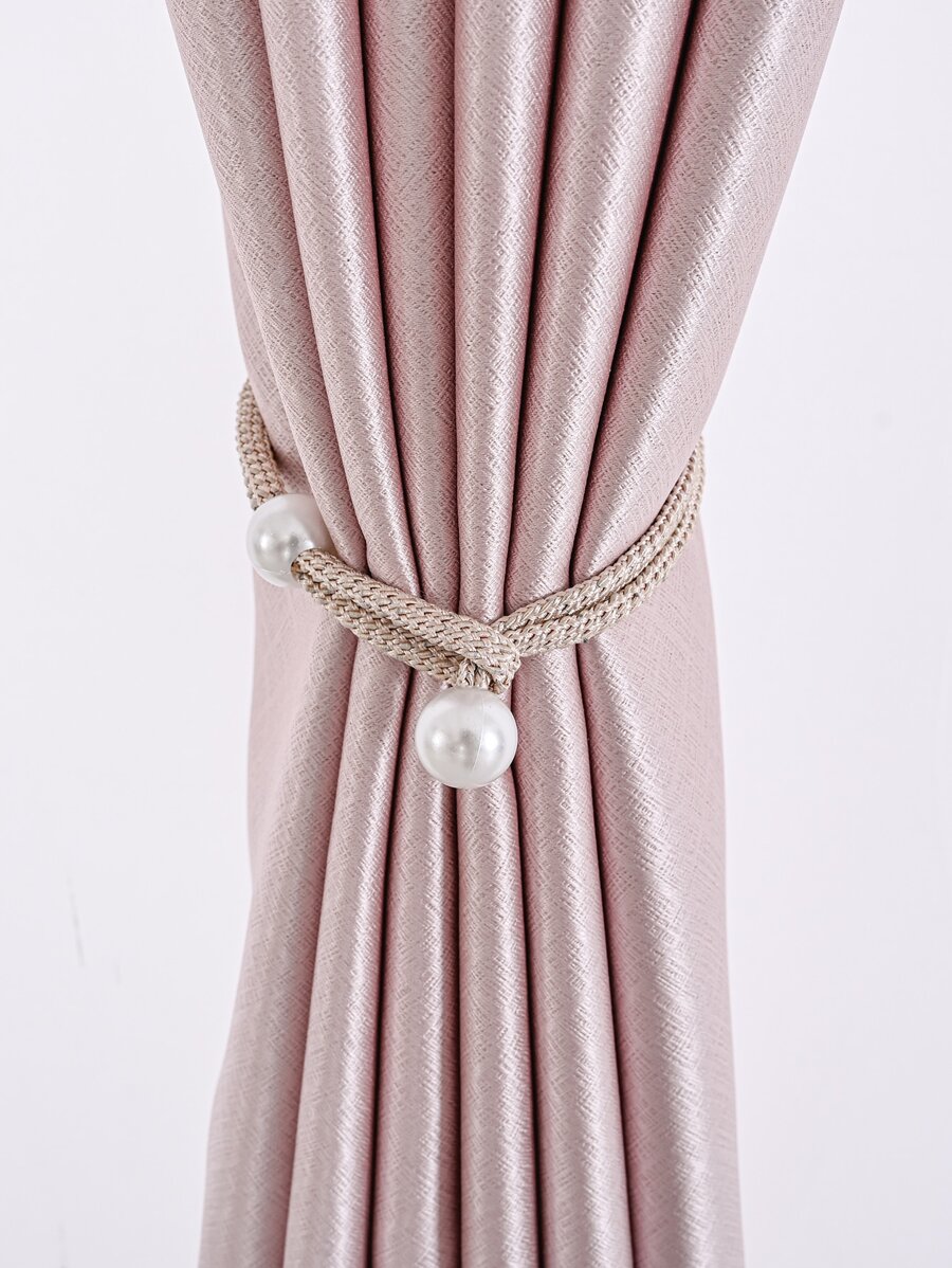 1pc Pearl Curtain Tieback, Drape Pearl Tieback, Decorative Holder, Ropes Curtain Tie Back For Window Drapery - Beige - View 1