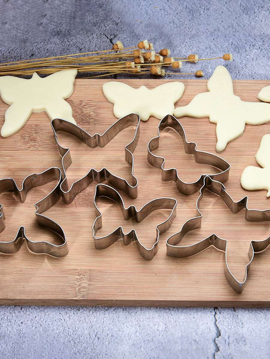 5 piezas Molde de galleta en forma de mariposa - Plateado - Ver 1