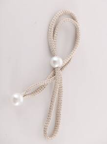 1pc Pearl Curtain Tieback, Drape Pearl Tieback, Decorative Holder, Ropes Curtain Tie Back For Window Drapery - Beige - View 4