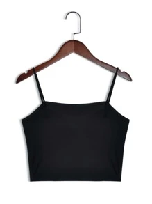 纯色无钢圈细肩带文胸，内衣 - 黑色 - 查看 2