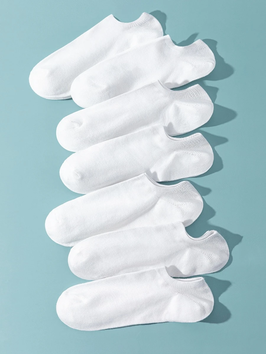 7pairs Men Minimalist Ankle Socks - White - View 1