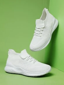 Giày Thể thao Nữ màu trơn Ren lên - trắng - Xem 3