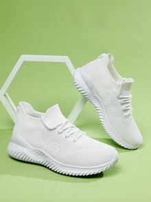 Giày Thể thao Nữ màu trơn Ren lên - trắng - Xem 4