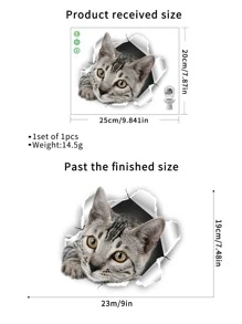 Calcomanía para tapa de inodoro con estampado de gato, pegatinas, calcomanía de pared, calcomanía de vinilo para decoración del hogar, artículos de decoración de primavera para refrescar tu hogar, pegatinas de decoración de ramas - Multicolor - Ver 4