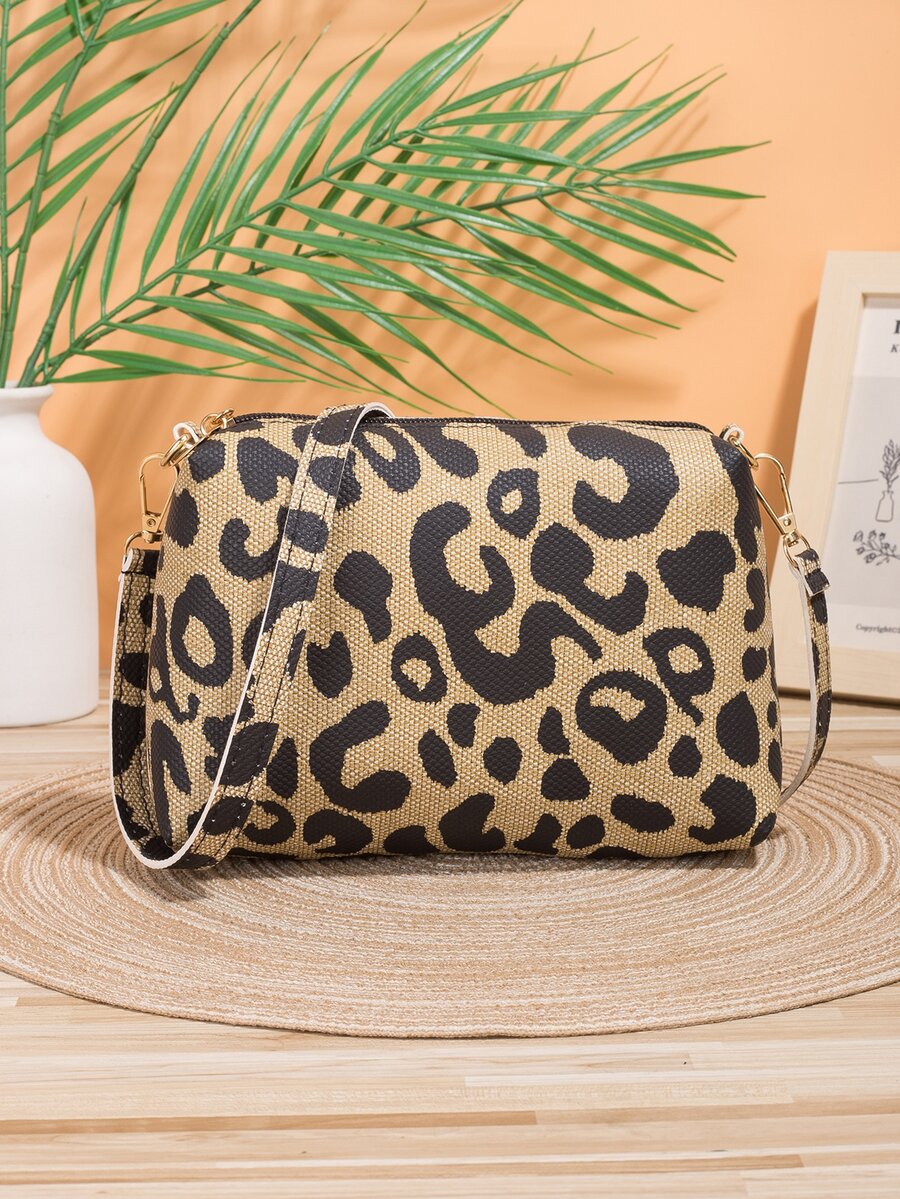Leopard Print Shoulder Bag - Multicolor - View 1