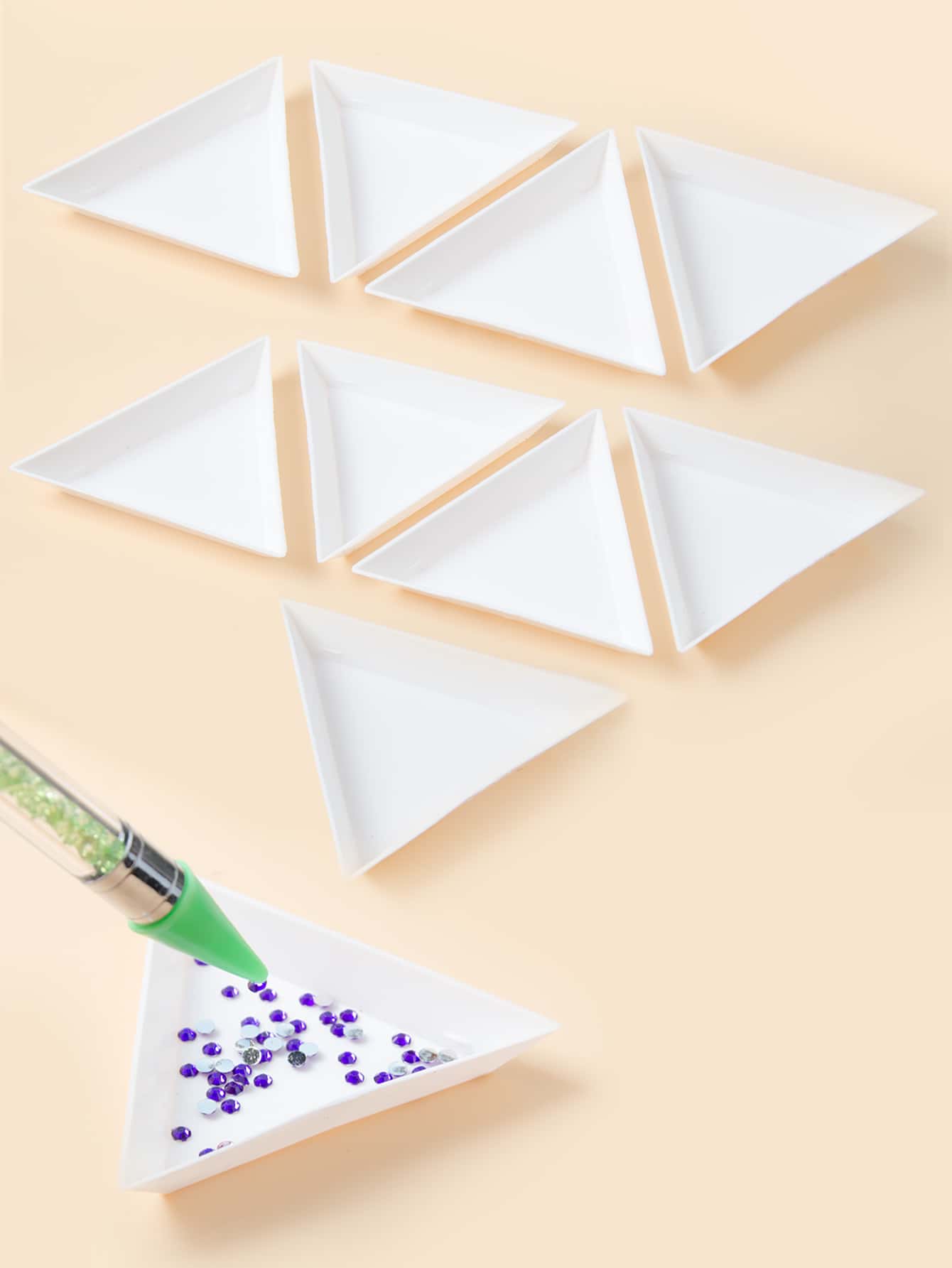 10pcs White Plastic Triangle Bead Sorting Trays Nail Art Tray Jewelry Picking Plates For Diamond Jewelry,Nail Supplies,Nail Tools,Nail Art Tools,Back To School,Nails,Nail Tools For Press On NailsChristmas