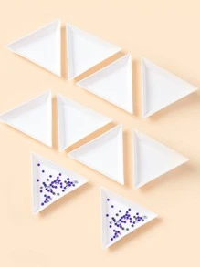 10个白色塑料三角珠子分拣托盘 美甲托盘 珠宝拣选盘 适用于钻石首饰、美甲用品、美甲工具、美甲艺术工具、返校季、美甲、美甲工具（适用于假指甲） - 白色 - 查看 2
