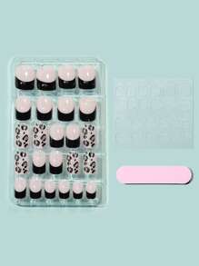 24入組短方形假指甲和1入組指甲銼和1片果凍膠 - 彩色 - 查看 2