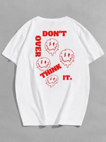 ROMWE MEN Guys Cartoon Slogan Graphic Tee - White - View 1