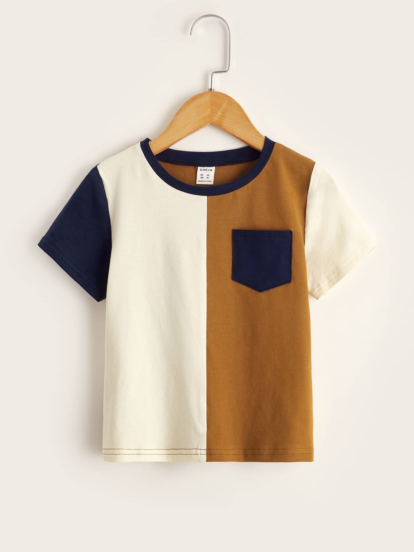 SHEIN Toddler Boys Colour Block Patched Pocket Tee - Multicolor - View 1