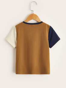 SHEIN Toddler Boys Colour Block Patched Pocket Tee - Multicolor - View 2