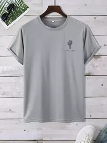 Manfinity Tops Nam Lá thư Nhiệt đới Giải trí - Xám - Xem 1