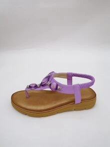 Rhinestone Decor Thong Sandals - Purple - View 5