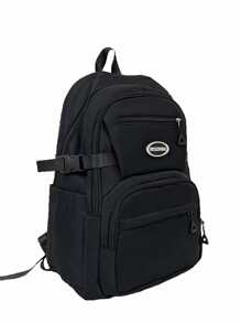WEIZHINA Plain Color Multi-Functional Backpack Large Capacity, Suitable For Students, Travel, Commuting, Waterproof Sports Backpack, School Backpack - Black - View 4