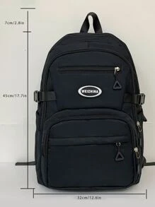 WEIZHINA Plain Color Multi-Functional Backpack Large Capacity, Suitable For Students, Travel, Commuting, Waterproof Sports Backpack, School Backpack - Black - View 7